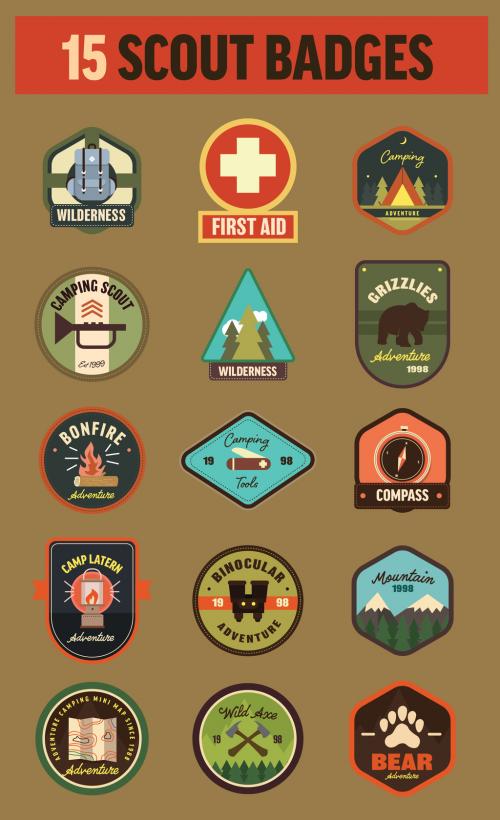 Wilderness and Camping Badges Layout - 128499633