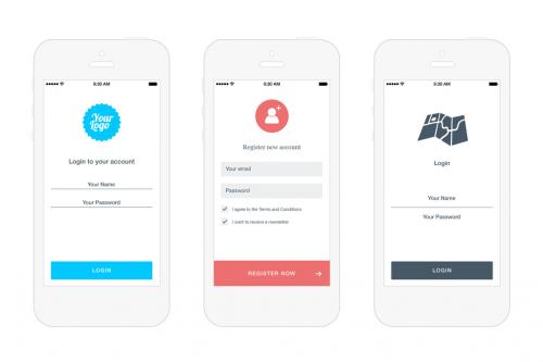 Basic Set of Mobile Login Screen Layouts - 129483462