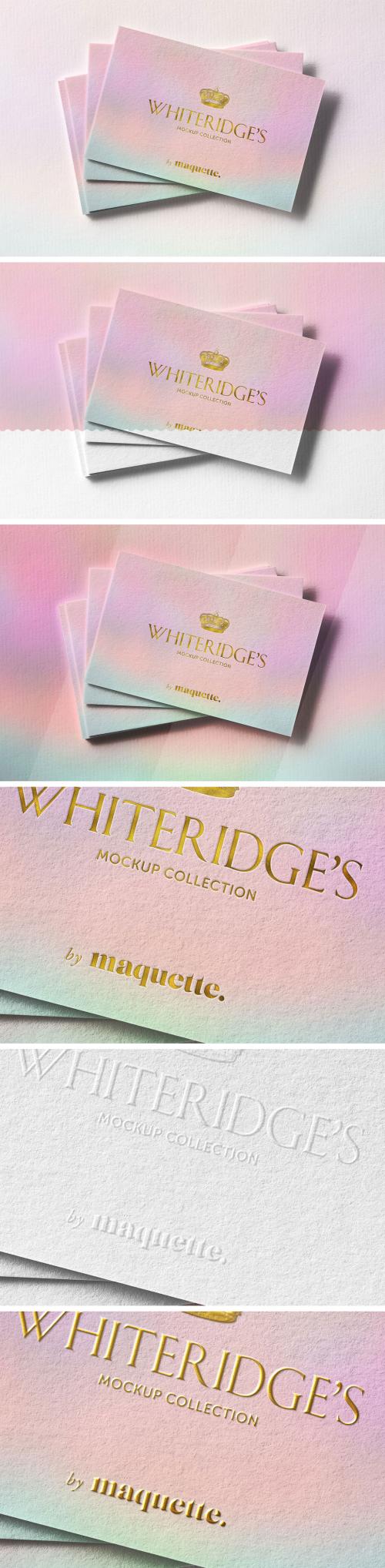 Stack of Luxury Business Cards with Gold Embossing Mockup 2 - 130414397