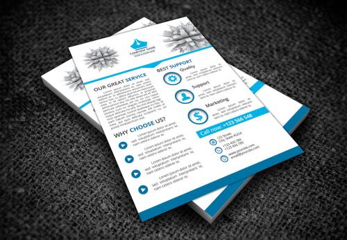 Single Page Flyer Layout with Skyscraper Illustration - 132146607