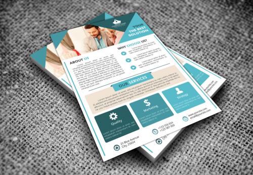 Single Page Flyer Layout with Teal Accent - 132146657