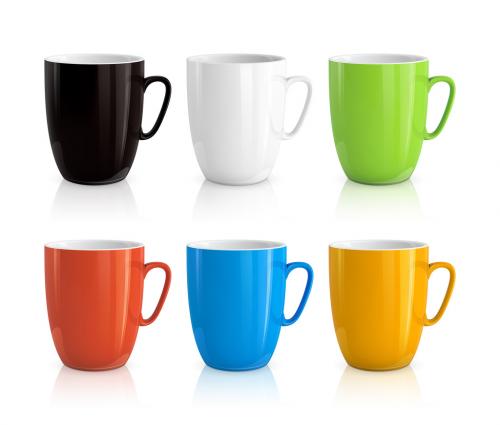 6 Tall Mugs Illustration - 132164882