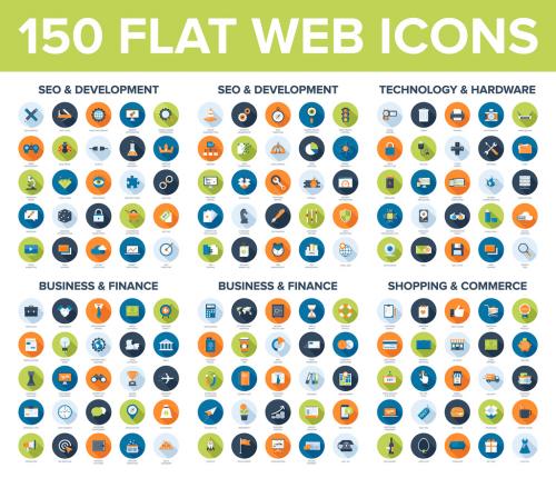 150 Assorted Circular Web Icons - 132269763