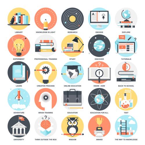 25 Detailed Circular Education and Learning Icons - 132360454