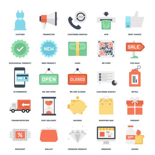 25 Flat Colorful Shopping Icons 4 - 132360637