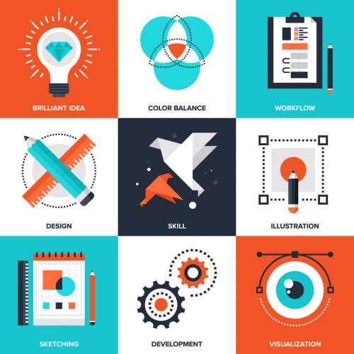 9 Four-Color Square Creative Development Icons 1 - 132368919