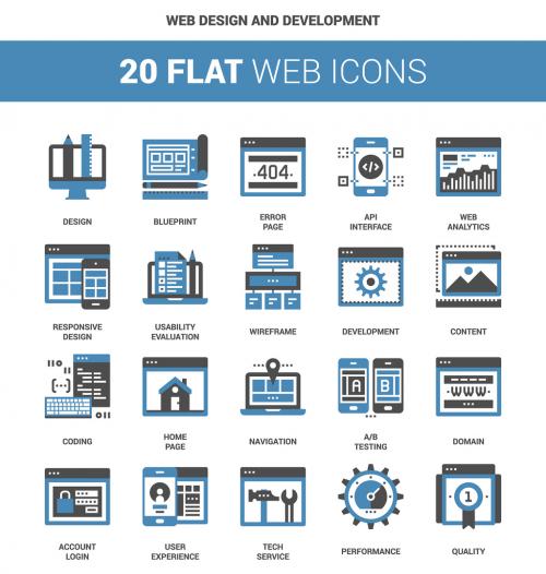 20 Flat Two-Color Web Icons - 132369315