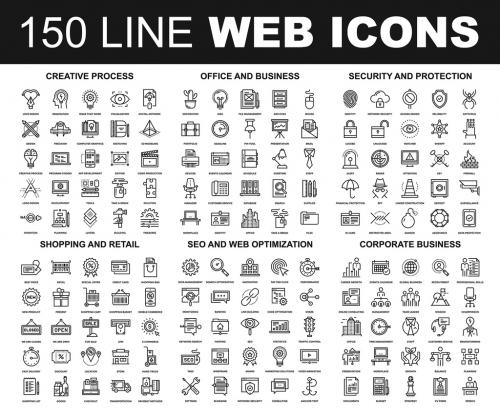 150 Line Art Web Icons 1 - 132369450