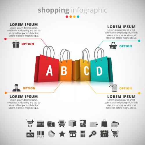 Shopping Infographic with Bags Illustration - 133025777