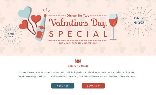 Valentine's Day Restaurant Web Landing Page Layout - 133126989