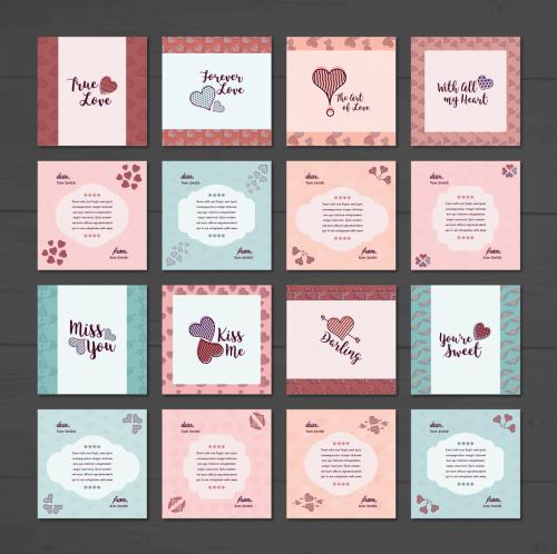 Illustrated Valentine's Day Card Layout Set - 134058528