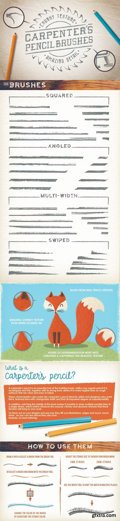 Carpenter's Pencil Brushes for Illustrator