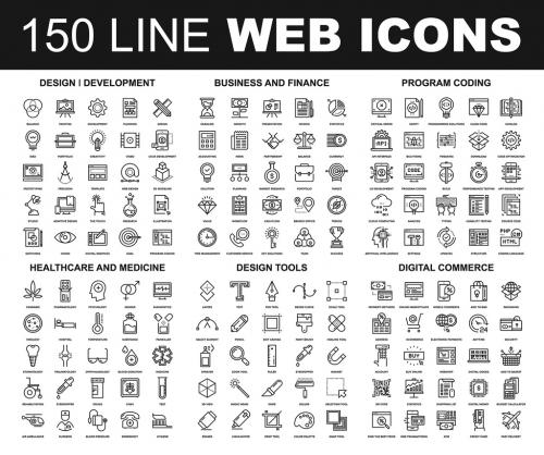 150 Line Art Web Icons 3 - 135214421