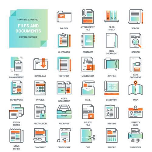 Gradient and Line Art File and Document Icons - 135214459