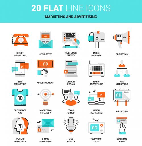 20 Line Art Marketing and Advertising Icons 1 - 135214526