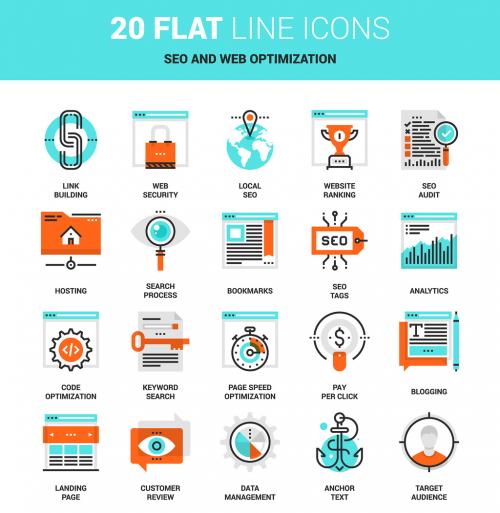 20 Line Art SEO and Web Icons - 135214550