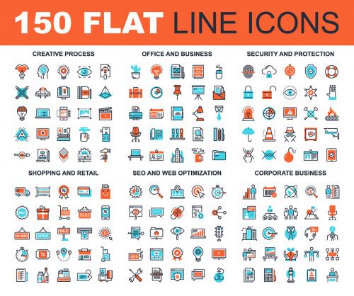 150 Three-Color Line Art Icons 1 - 135214591