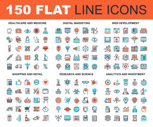 150 Three-Color Line Art Icons 2 - 135214607