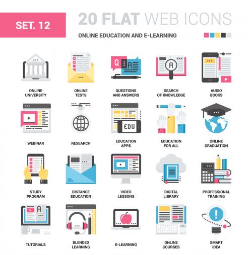 20 CMYK-Styled E-Learning Icons - 135221618