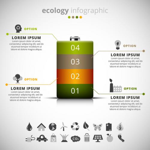 Ecology Infographic with Battery Illustration Element - 135235436