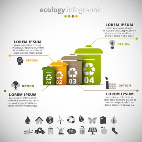 Ecology Infographic with Recycling Bin Illustration Element - 135235439