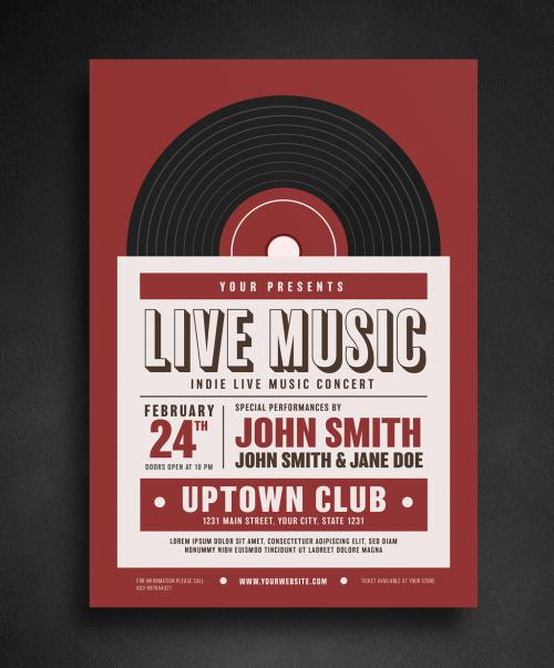 Live Music Event Flyer with Record Illustration 1 - 138372716