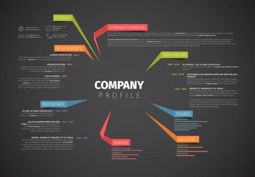 Company Profile Infographic with Folded Tab Element - 139874066