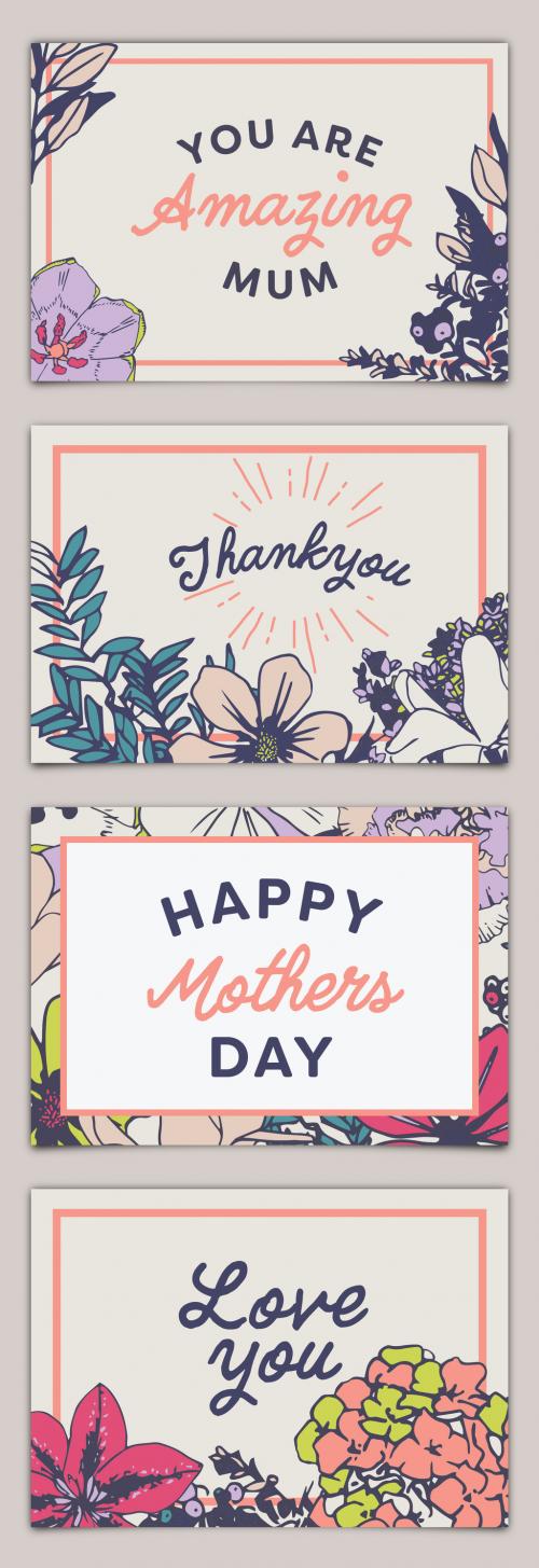 4 Floral Mother's Day Card Layouts - 141788730