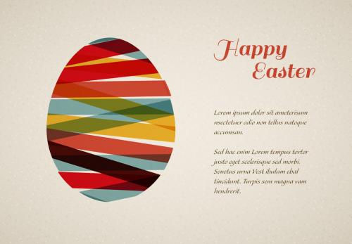 Wrapped Egg Easter Card Layout - 142387942