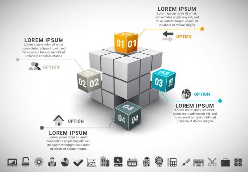 3D Block Cube Infographic - 142624879