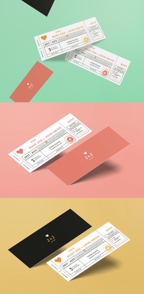 Ticket Style Wedding Invitation Layout 2 - 142640430