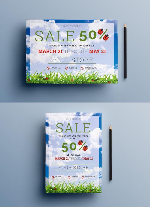 Four Spring Sale Flyer Layouts - 143591963