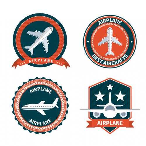 Four Red and Blue Airplane Designs - 143988470