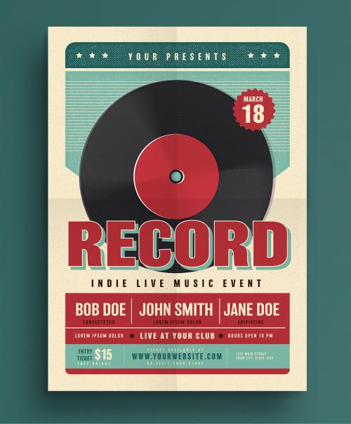 Live Music Event Flyer with Record Illustration 3 - 145023234