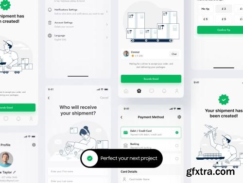 RealityShip - delivery and shipping app UI kit Design Ui8.net