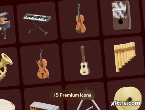 Music Instruments 3D Icon Ui8.net