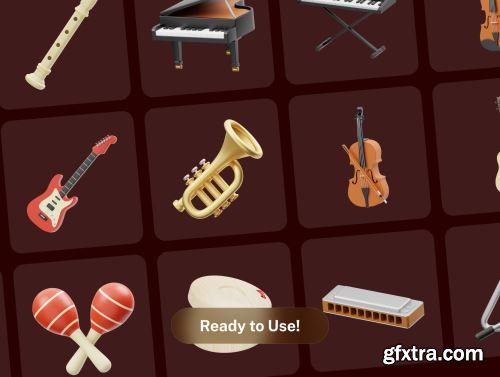 Music Instruments 3D Icon Ui8.net