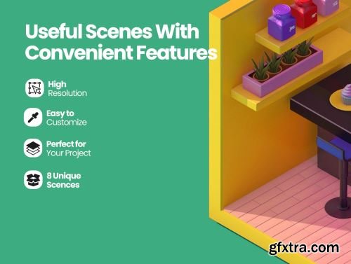 Moorgan 3D Rooms Isometric Scenes (v1.0) Ui8.net