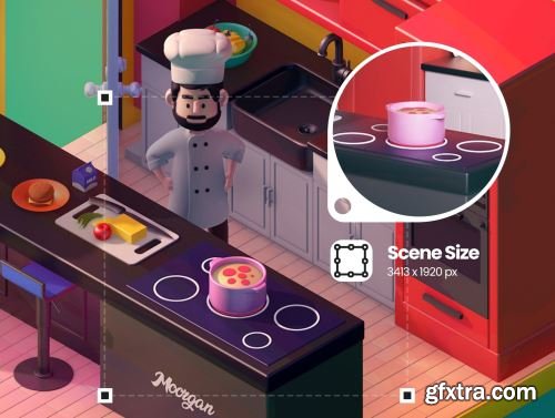 Moorgan 3D Rooms Isometric Scenes (v1.0) Ui8.net