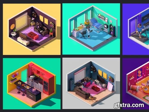 Moorgan 3D Rooms Isometric Scenes (v1.0) Ui8.net