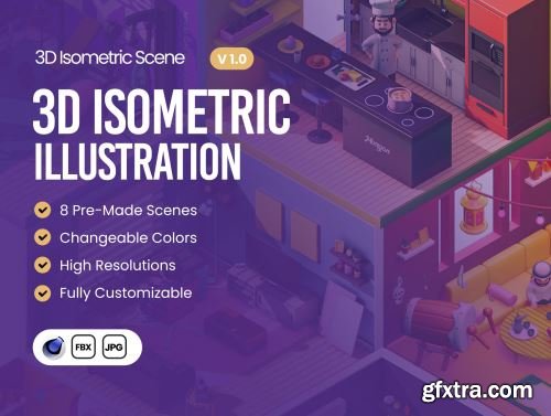 Moorgan 3D Rooms Isometric Scenes (v1.0) Ui8.net