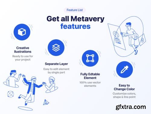 Metavery - Metaverse, NFT & Blockchain Illustration Set Ui8.net