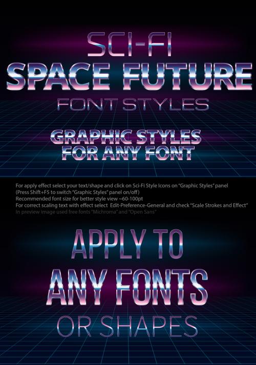 Retro Sci-fi Chrome Text Style Set 1 - 152491152