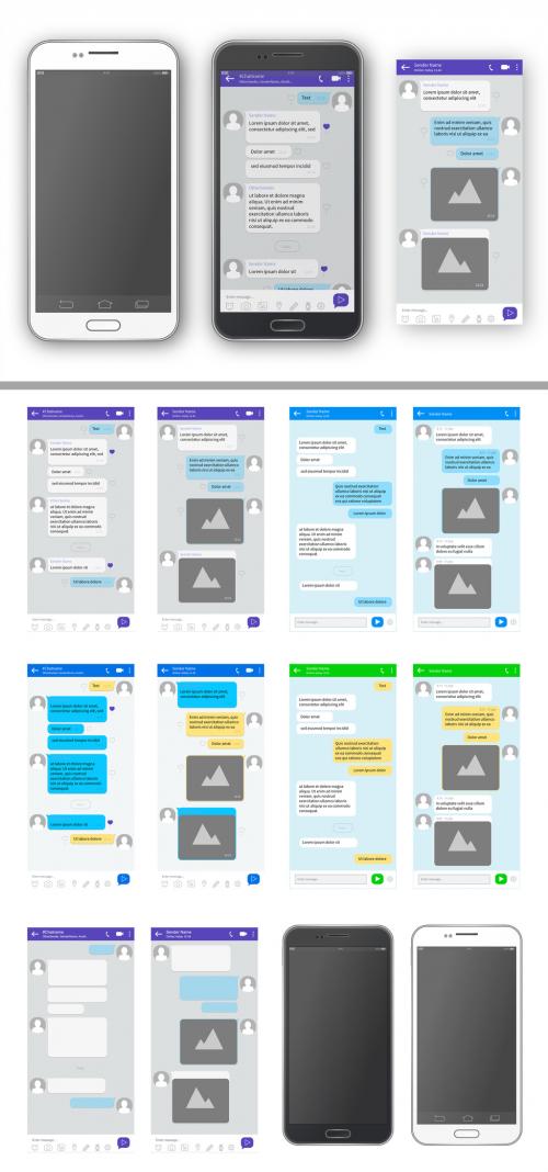 Smartphone Mockup with Messenger App Screens - 153126551
