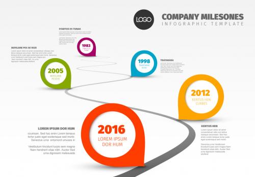 Curving Path Timeline Infographic - 153929037