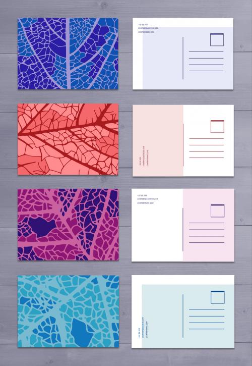 Four Colorful Illustrated Post Card Layouts - 155075011