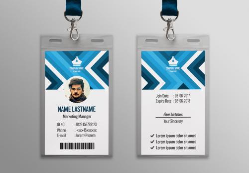 Blue Patterned ID Card Layout - 155186785