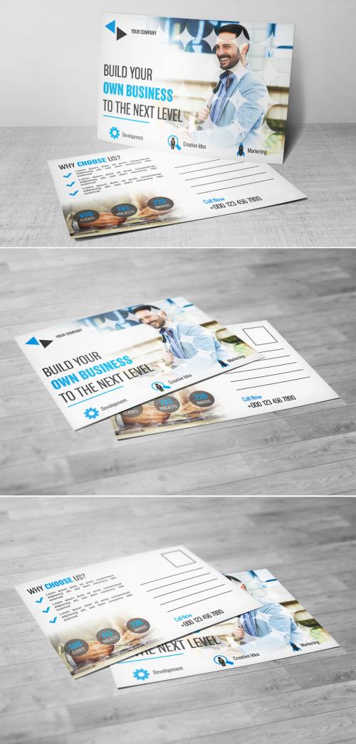 Blue and White Business Postcard Layout 1 - 155187165