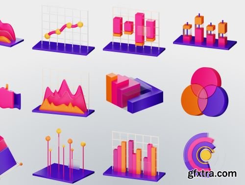 Charty - Chart & Statistic 3D Icon Set Ui8.net