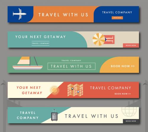 Five Leaderboard Travel Web Banner Layouts - 157583438